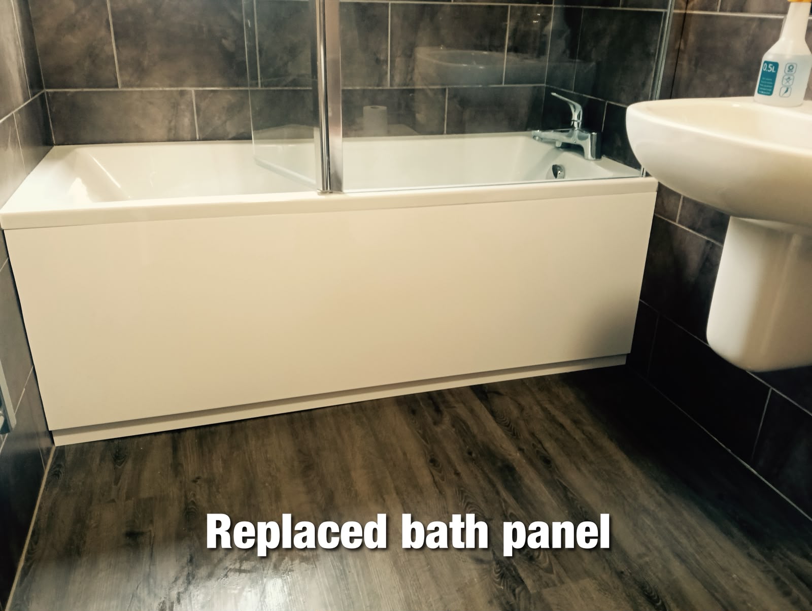 New white bath panel fitted