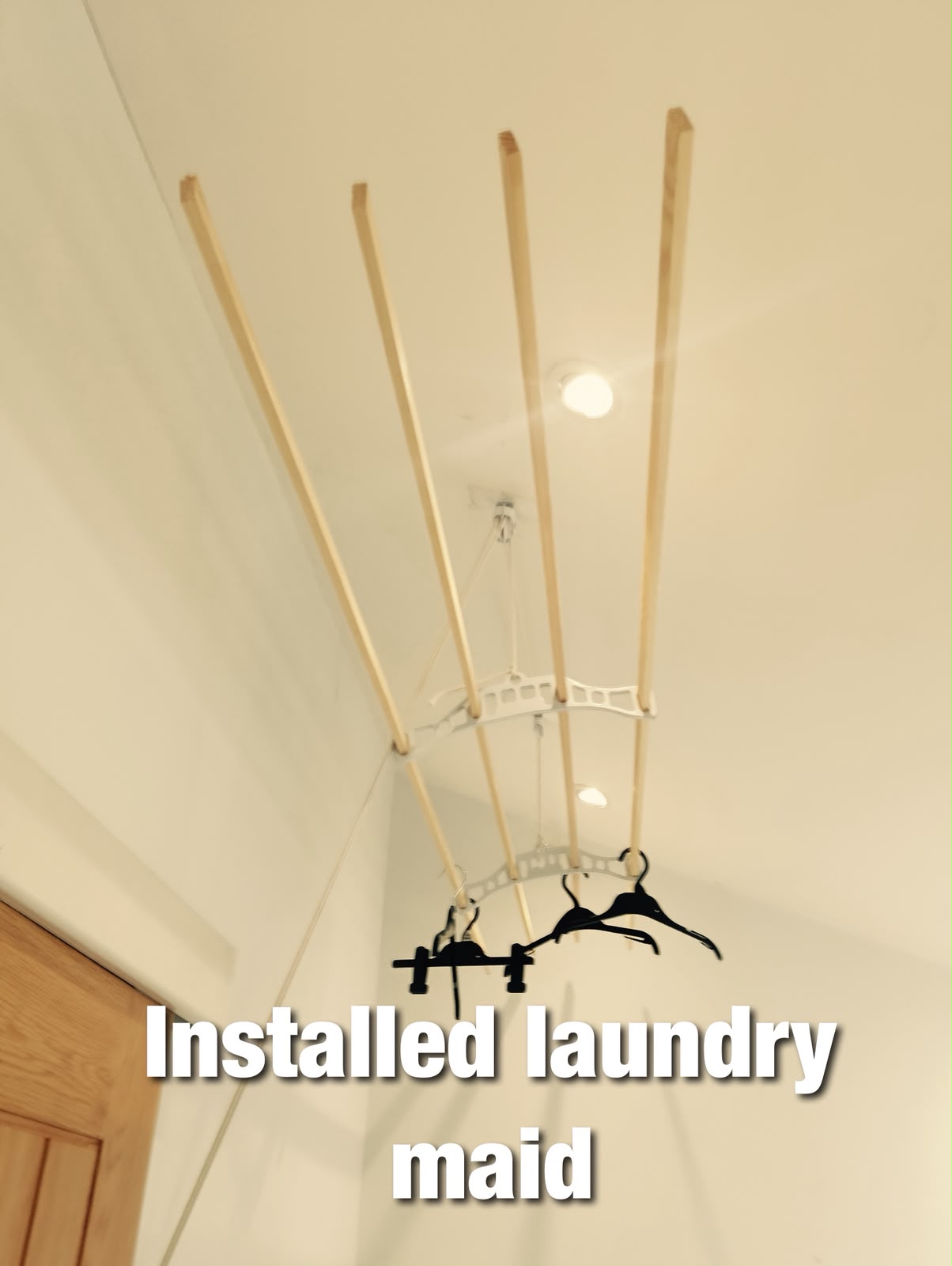 Ceiling-mounted laundry airer installed