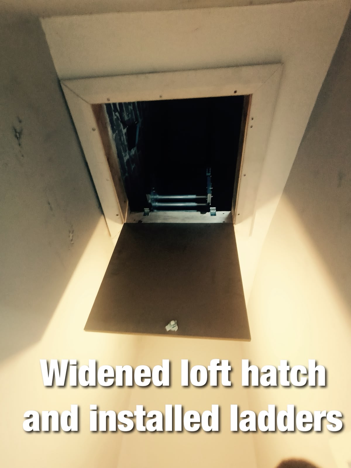 Loft hatch widened with a new ladder installed